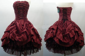 Vintage Gothic Burgundy Dress