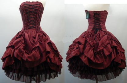 Vintage Gothic Burgundy Dress