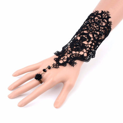 Fashion Black or White Gothic Tattoo Tassel Lace Rose Bracelet