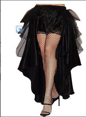 Gothic Victorian Steampunk Burlesque Taffeta Lace Bustle Skirt