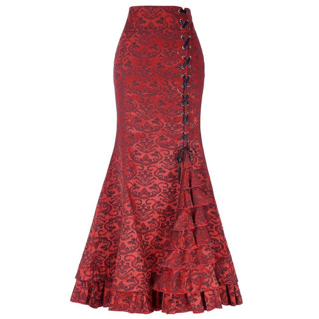 Gothic Fishtail Long Mermaid Skirt