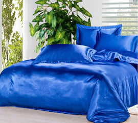4 pcs Black & Variety Colors Silk Bedding Sets