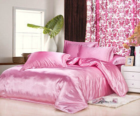 4 pcs Black & Variety Colors Silk Bedding Sets