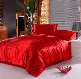 4 pcs Black & Variety Colors Silk Bedding Sets
