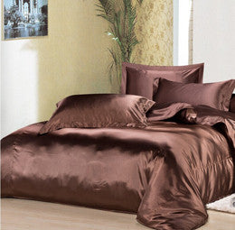 4 pcs Black & Variety Colors Silk Bedding Sets