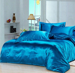 4 pcs Black & Variety Colors Silk Bedding Sets
