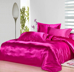 4 pcs Black & Variety Colors Silk Bedding Sets