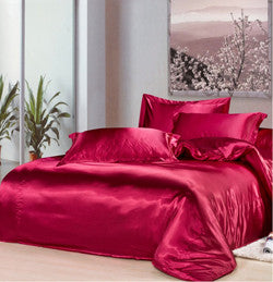 4 pcs Black & Variety Colors Silk Bedding Sets