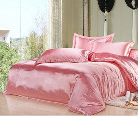 4 pcs Black & Variety Colors Silk Bedding Sets