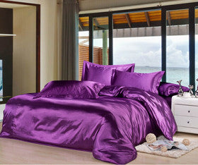 4 pcs Black & Variety Colors Silk Bedding Sets