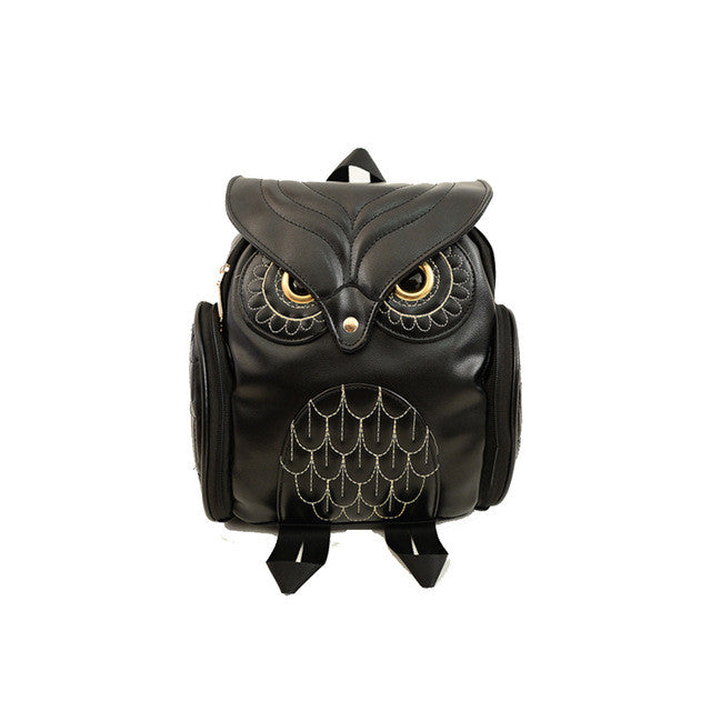 Black & Gold Stylish Owl Backpack