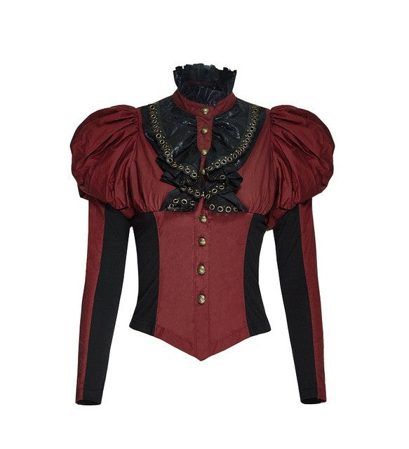Punk Rave Gothic Red Steampunk Blouse Victorian Shirt
