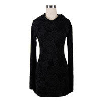Steampunk Gothic Long Sleeve Hooded Black Dress