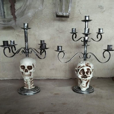 Halloween Metal Skull Candle Holder for Horror Decoration