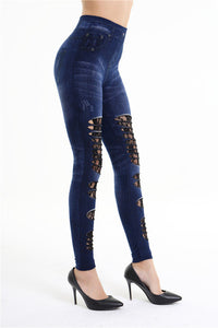 One Size New Style Retro Hollow Stretch Jeans Leggings