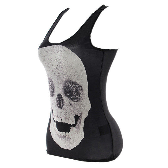 One Size 3D Skull Tank Shirt