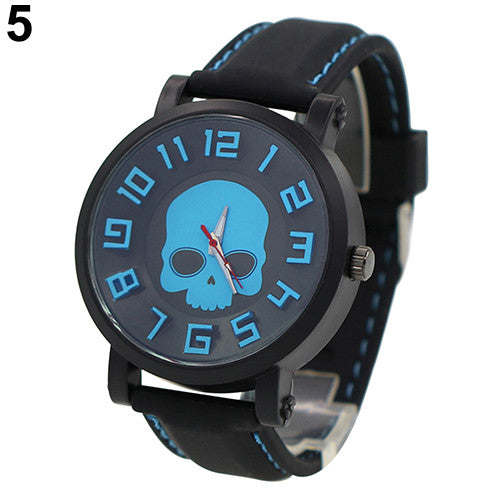 Men's Silicone Skull Punk Quartz Wrist Watch