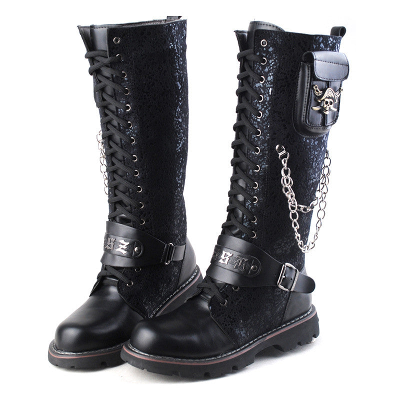 Black Long Knee Boots For Men Riding Boots