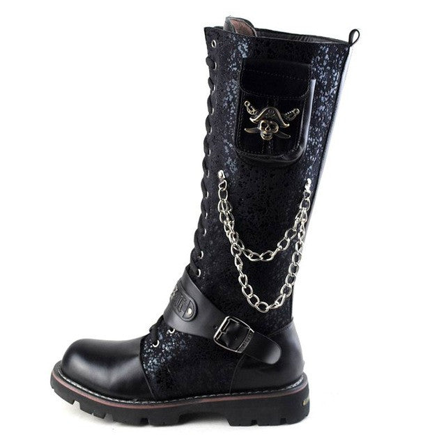 Black Long Knee Boots For Men Riding Boots