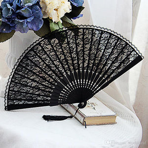 Gochic Handmade Black Floral Lace Folding Fan