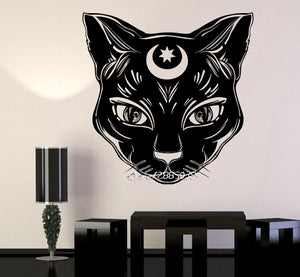 Black Cat Moon Vinyl Wall Sticker