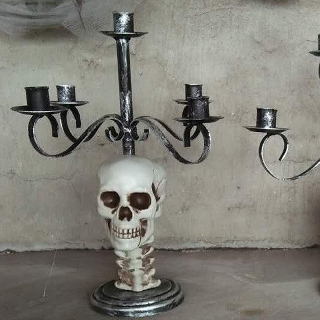 Halloween Metal Skull Candle Holder for Horror Decoration