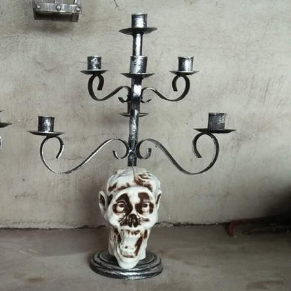 Halloween Metal Skull Candle Holder for Horror Decoration
