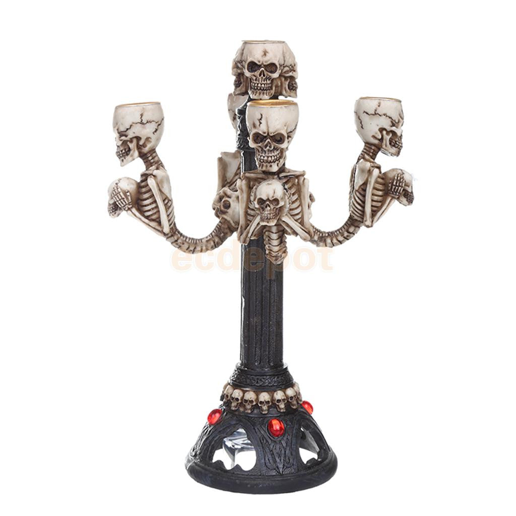 Gothic Lighted Skull Tea Light Candle Stick