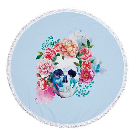Round Skull Beach Towel