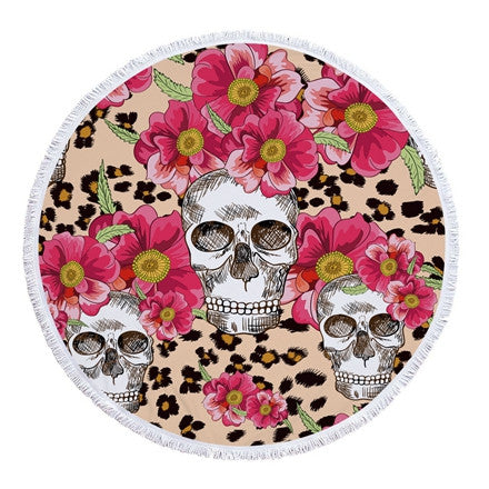 Round Skull Beach Towel