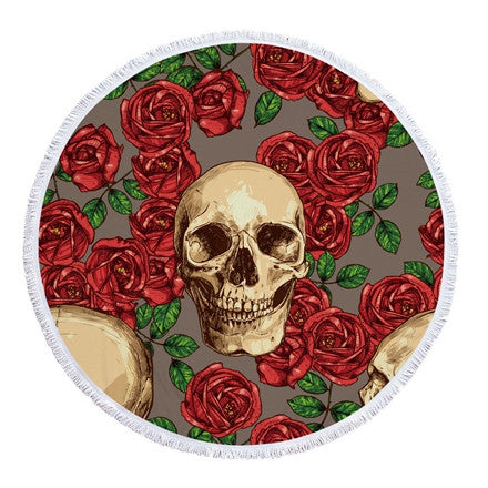 Round Skull Beach Towel