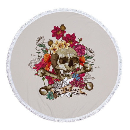 Round Skull Beach Towel
