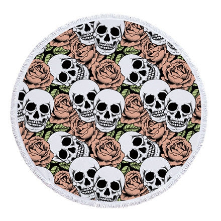 Round Skull Beach Towel