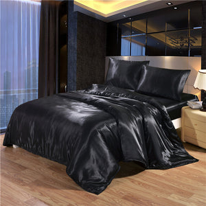 Black Satin Silk & Variety Colors Bedding Duvet Set