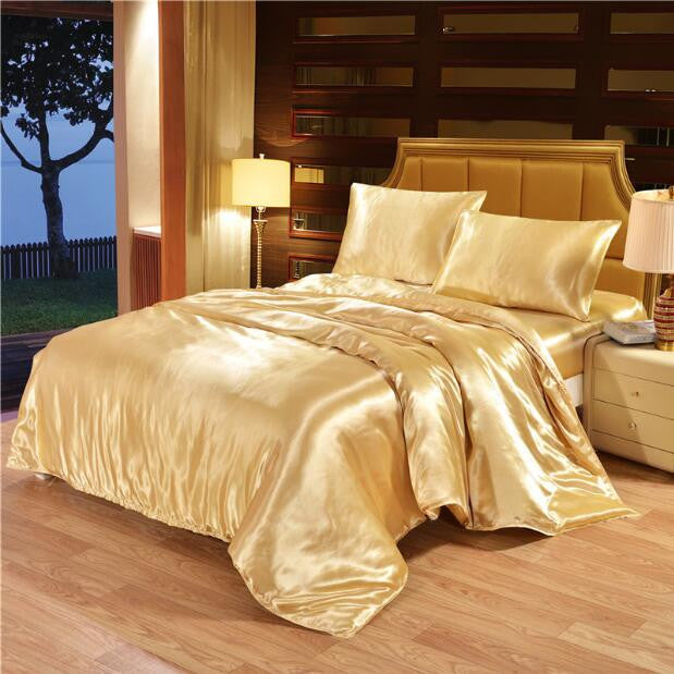 Black Satin Silk & Variety Colors Bedding Duvet Set