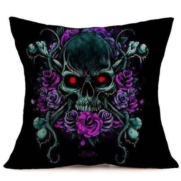 Skull Printed Linen Pillow Cushion Cover