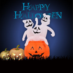 4 Foot Animated Inflatable LED Pumpkin with 3 Ghost Halloween Decoration