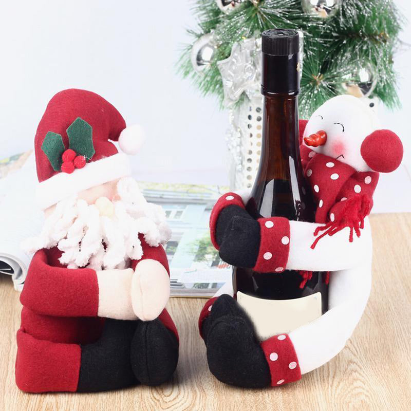 2pcs Christmas and Santa Claus Snowman Wine Bottle Covers