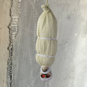 Animated Hanging Mummy with Red Eyes Scary Sound and Moving Halloween Decoration