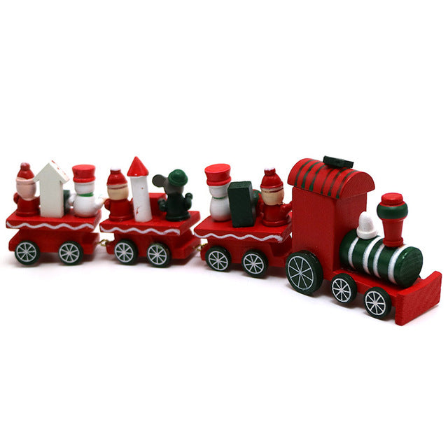 Christmas Painted Wood Train Decoration