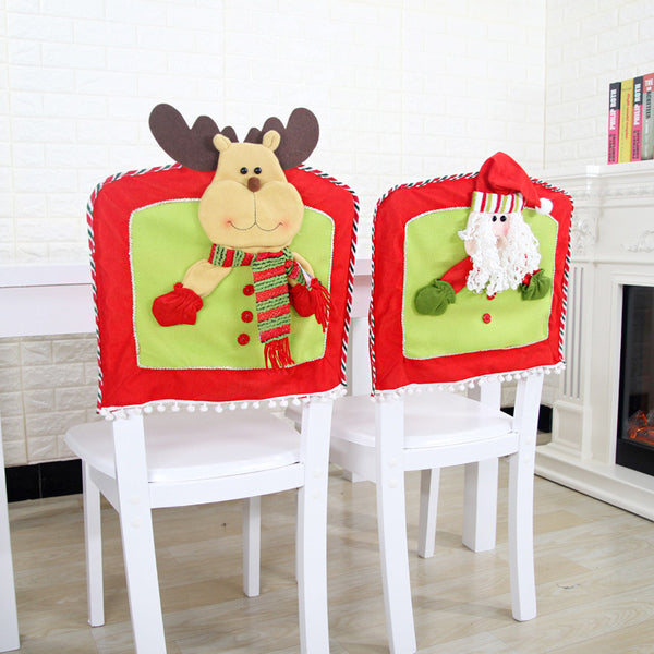 1Pc Christmas Decoration Chair Cover Santa Claus Elk Snowman