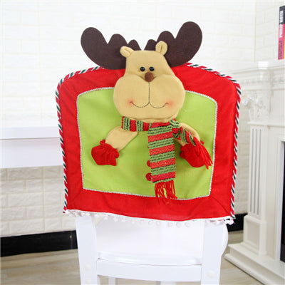 1Pc Christmas Decoration Chair Cover Santa Claus Elk Snowman