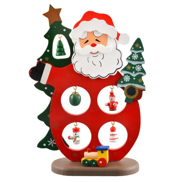 Christmas Wooden Tree Santa Claus Snowman Decoration