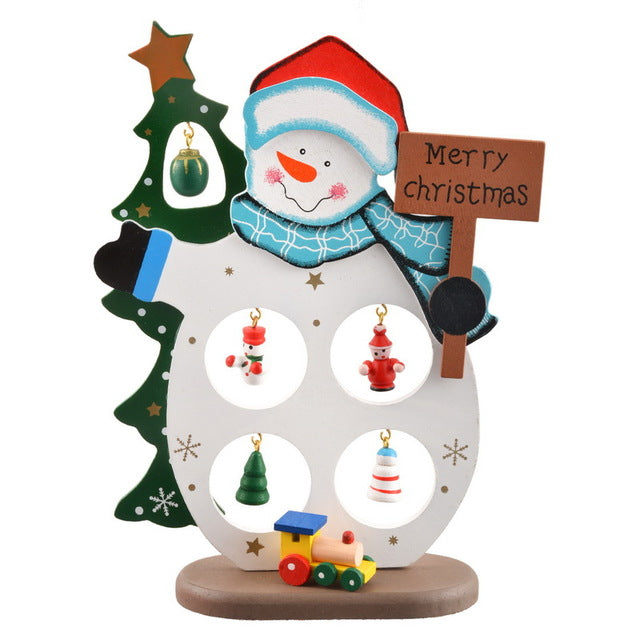 Christmas Wooden Tree Santa Claus Snowman Decoration