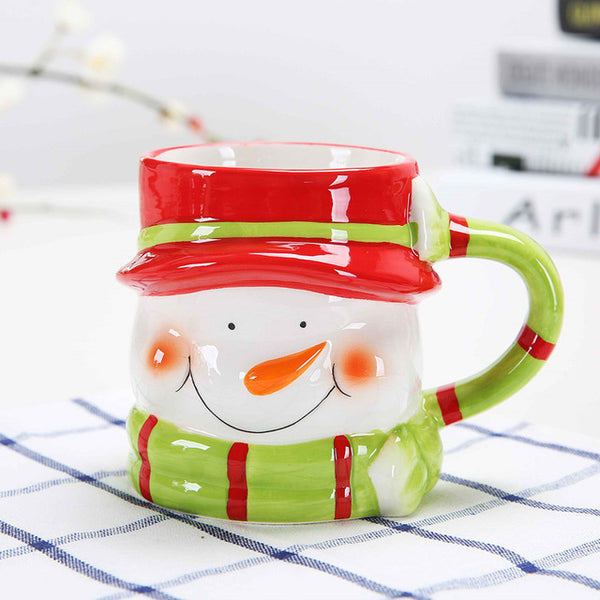 3D Christmas Ceramic Mug Santa Snowman Penguin Reindeer