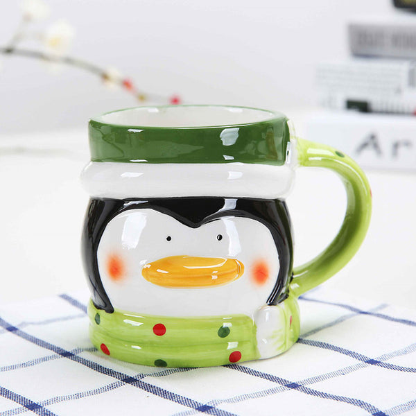 3D Christmas Ceramic Mug Santa Snowman Penguin Reindeer