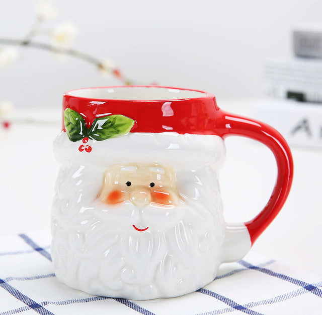 3D Christmas Ceramic Mug Santa Snowman Penguin Reindeer
