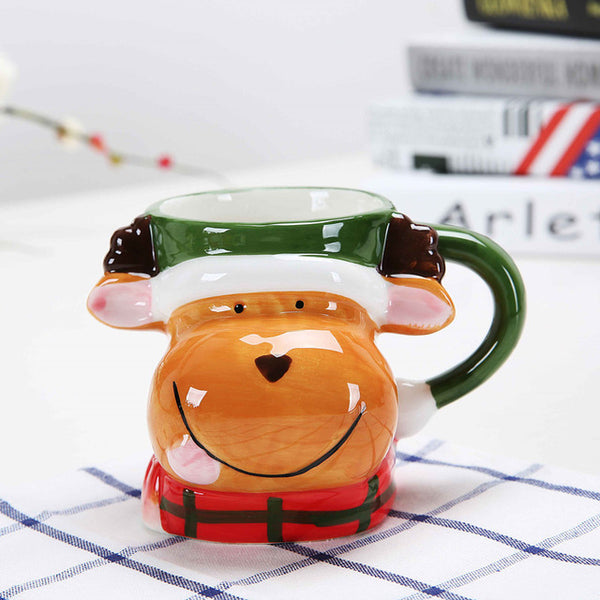 3D Christmas Ceramic Mug Santa Snowman Penguin Reindeer