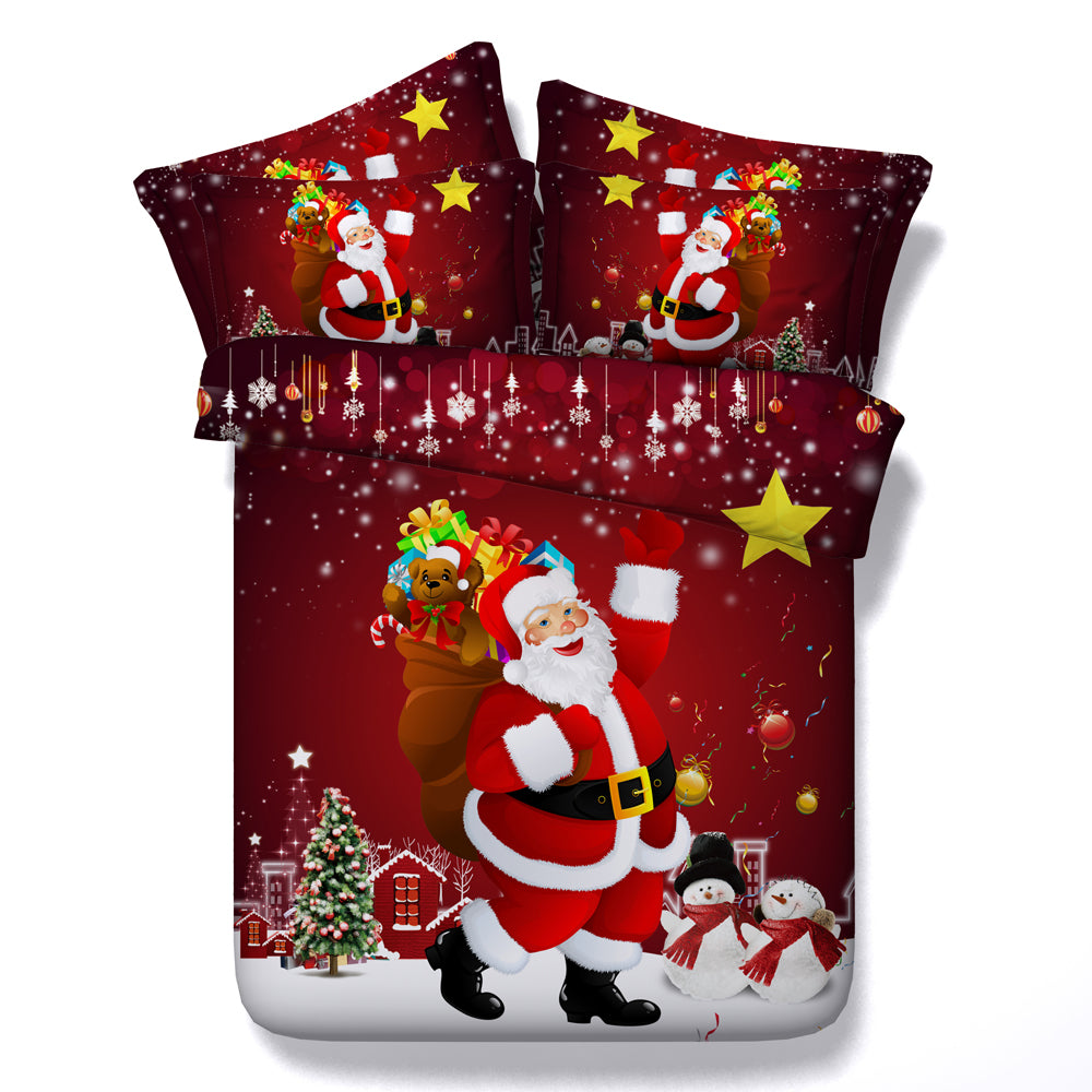 3D Christmas Santa Claus Snow Bedding Set