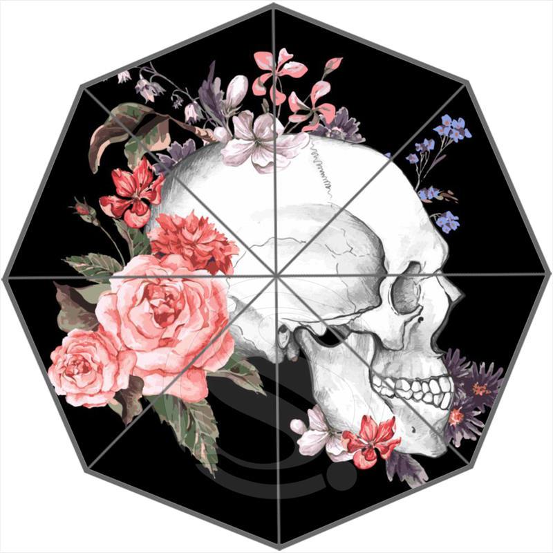 Foldable Sun And Rain Decorative Skull Umbrellas